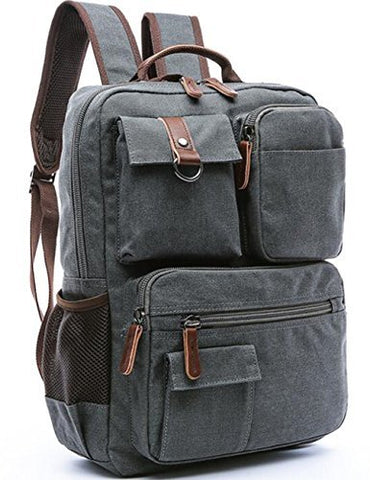 Aidonger Vintage Canvas Mens School Backpack Laptop Backpack (Dark Blue)