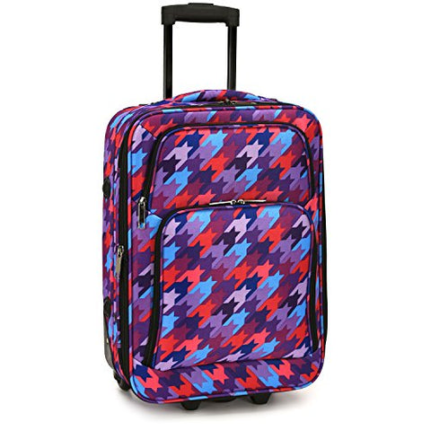Elite Luggage Houndstooth Carry-on Rolling Luggage, Multi-color