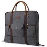 Carry On Garment Bag for Business Travel S-ZONE Canvas Leather Men Suit Cover