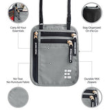 Zero Grid Neck Wallet w/RFID Blocking- Concealed Travel Pouch & Passport Holder (Ash)