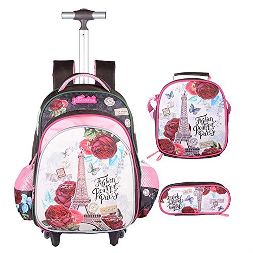3Pcs Waterproof Rolling Backpacks With Pencil Case Lunch Bag Wheeled Backpacks Recommended Grade: