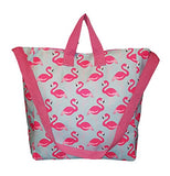 101 Beach - Flamingo 2 In 1 Cross-Over Large Tote Bag - Custom Embroidery (Pink Flamingo)