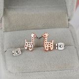 Acxico Hollow out Little Giraffe Pendant Stud Earrings (Rose Gold)