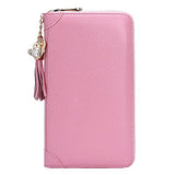 BOBILIKE Genuine Leather Credit Card Holder Case Zip Around Wallet Purse for Women Pink