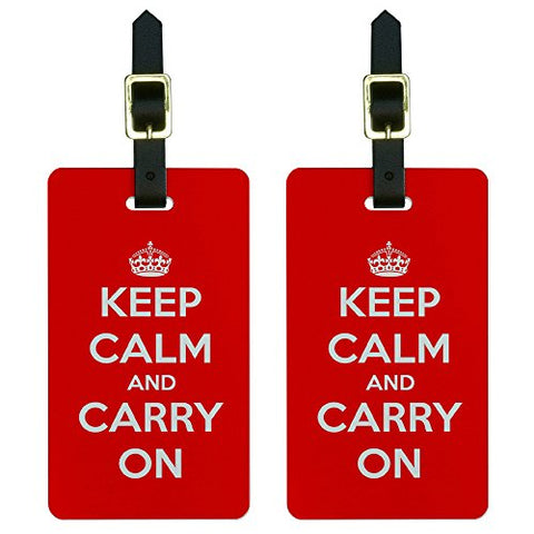 Keep Calm And Carry On Red Luggage Tags Suitcase Carry-On Id Set Of 2