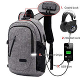 Itopfox Travel Laptop Compartment Backpack USB/Headphone Port Rucksack Computer Bag Anti-Thief Code