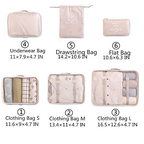 Oee 7 Pcs Luggage Packing Organizers Packing Cubes Set For Travel