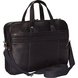 Mancini Leather Goods Colombian Leather Double Compartment Laptop Briefcase
