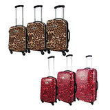 Chariot 3-Piece Hardside Lightweight Spinner Upright Luggage Set, Pink Leopard