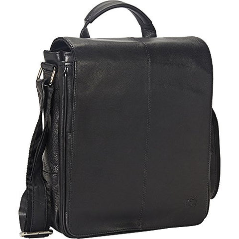 Mancini Leather Goods Colombian Messenger Style Tablet Bag (Black)
