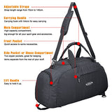 G4Free 3-Way Travel Duffel Backpack Luggage Gym Sports Bag With Shoe Compartment (Black)