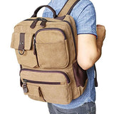 ABage Men's 15.6" Laptop Backpack College Book Bag Travel Daypack Canvas Rucksack, Black