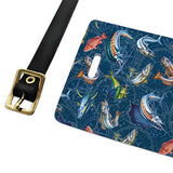 Salt Water Game Fish Fishing Compass Luggage ID Tags Carry-On Cards - Set of 2