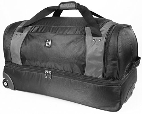 ful Xpedition 30in Rolling Duffel Bag, Retractable Pull Handle, Black/Grey, One Size
