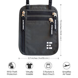 Zero Grid Neck Wallet W/Rfid Blocking- Concealed Travel Pouch & Passport Holder (Shadow Grey)