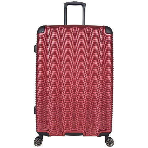 Kenneth Cole Reaction Wave Rush 28" Lightweight Hardside PET 8-Wheel Spinner Expandable Checked Suitcase, Warm Red