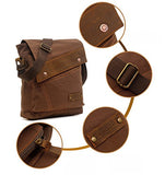 AUGUR Vintage Messenger Bag Ipad Bag Canvas Leather Messenger bags Shoulder Bag (Brown)
