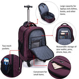 Racini Nylon Waterproof Rolling Backpack, Freewheel Travel Wheeled Backpack, Carry-on Luggage with Anti-Theft Zippers(Purple)
