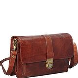 Mancini Leather Goods Buffalo Leather Unisex Bag with Front Organizer (Brown)