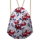 Doginthehole Floral Design Backpack Headphones Coin Purse Wallet Drawstring Bags
