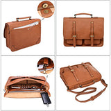 Banuce Vintage Full Grain Italian Leather Briefcase 15.6 Inch Laptop Messenger Bag for Men Business