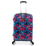 BEBE Women's Tina 3pc Spinner Suitcase Set, Blue Pink Lily