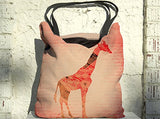 Boho Tote Bag - Pink Bohemian Giraffe Summer Beach Bag | Ubu Republic