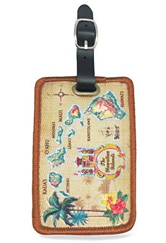 Deluxe Embroidered Luggage Tags Islands Of Hawaii - Tan