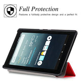 Amazon Fire HD 8 Tablet Case, Buruis Premium Leather Shockproof fire 8 Case Trifold Stand Cover
