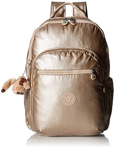 Seoul L Solid Laptop Backpack, Sparkly Gold
