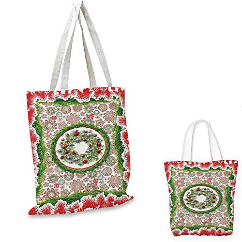 Christmas canvas laptop bag Fir Tree Wreath with Vivid Bauble Figures Ornate Flowers Bells Presents