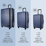 SHOWKOO 3 Piece Luggage Sets Expandable ABS Hardshell Hardside Lightweight Durable Spinner Wheels Suitcase with TSA Lock (Deep blue)