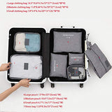 7 Pcs Set Travel Clothes Storage Bags Packing Travel Luggage Organizer Pouch Waterproof Clothing Sorting Packages (Grey)