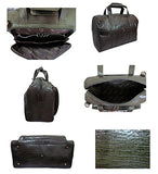 Amerileather Leather Croco-Print Two Piece Set Traveler on Spinner Wheels (#8602-6) (Moss Green)