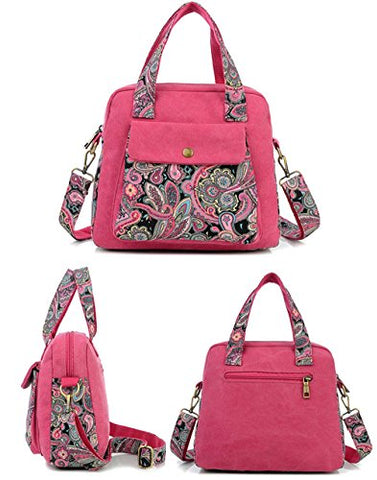 BIBITIME Bohemian Crossbody Bag for Women Handbag Floral Tote Hobo Shoulder Bag Messenger Bag Cross