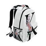 TropicalLife K Letter with Flower Backpacks Bookbag Shoulder School Computer Hiking Gym Travel Casual Travel Daypack