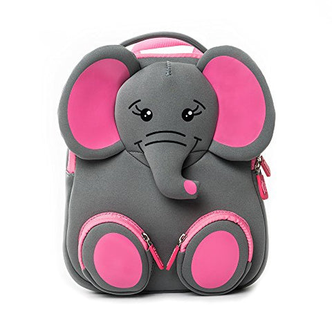 Cocomilo 12" Cute 3D Toddler Kids elephant Backpack for Boys Girls Leash Name Label (Grey/Pink)