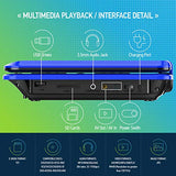 Portable DVD Player 11.5" with 5 Hours Rechargeable Battery by SPACEKEY, 9" Swivel Screen, Support USB/SD Slot and 1.8M Car Charger, Support Memory and Region Free (Blue)