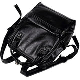Berchirly Casual PU Leather Backpack Laptop Bookbag Black Girls Schoolbag Casual Daypack