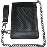 Carbon Fiber RFID Blocking Anti-Theft Passport Wallet w/Removable Chain