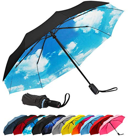 Repel Windproof Travel Umbrella with Teflon Coating (Blue Sky)