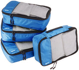 Amazon Basics Small Packing Travel Organizer Cubes Set, Blue - 4-Piece Set