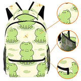 LORVIES Cute Frog Lightweight School Classic Backpack Travel Rucksack for Girls Women Kids Teens