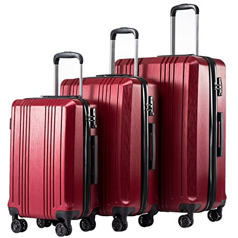 Coolife Luggage Expandable Suitcase 3 Piece Set With Tsa Lock Spinner 20In24In28In (Wine Red4)