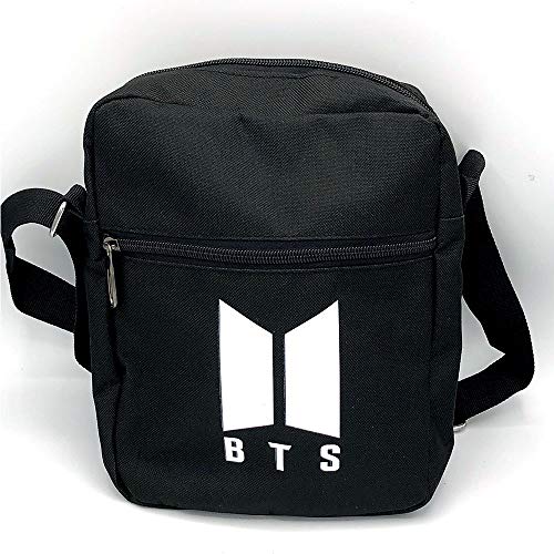 BTS BT21 Bangtan Boys SM Black Messenger Bag w/Shoulder Strap 11" x 9"
