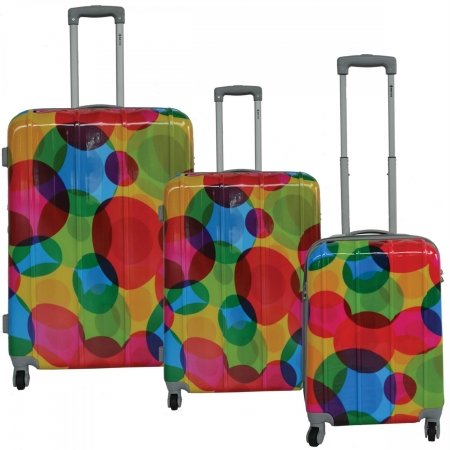 Mcbrine A713-3-Ce Eco Friendly 3 Piece Luggage Set44; Circle Pattern Print