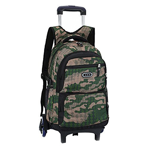 Fanci Flora Camo Waterproof Elementary Rolling Trolley School Bag Backpack Boys Camouflage