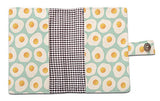 Fried Eggs Pattern Beige Print Canvas Vintage Passport Holder Cover Case Was_11