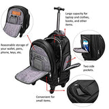 Racini Business Travel Nylon Waterproof Rolling Backpack, Freewheel Wheeled Backpack With Two Extra
