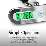 Digital Luggage Scale, Fosmon Stainless Steel Backlight Lcd Display Digital Hanging Luggage
